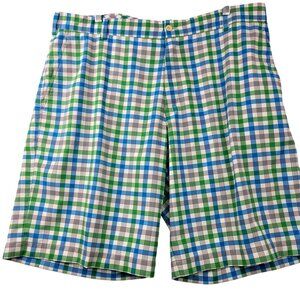 Nike Golf Plaid Dri-Fit Shorts 38 Blue Green Comfortable Lightweight Mens Wear
